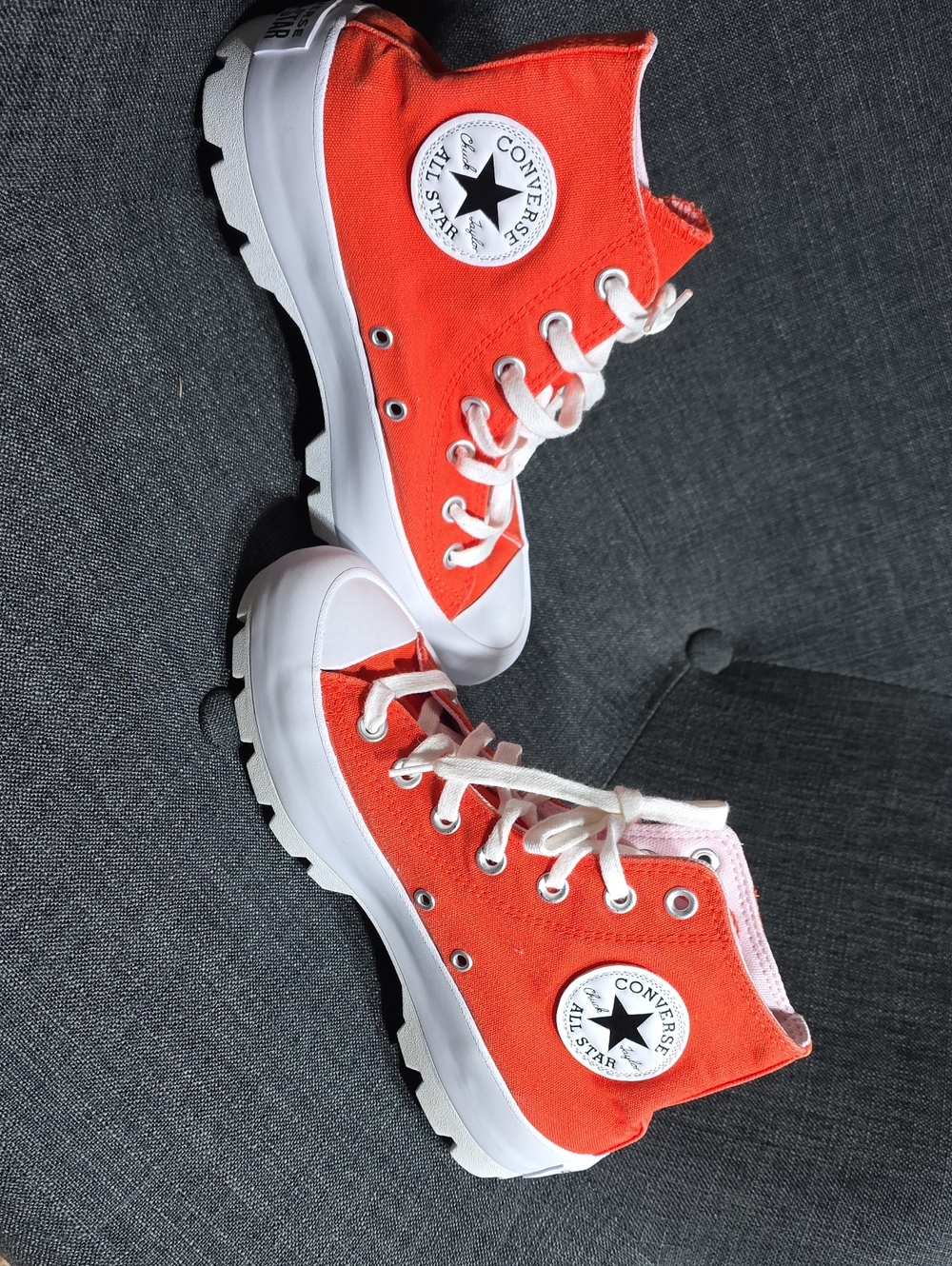 Converse Orange High Top Lugged Platform Sneakers